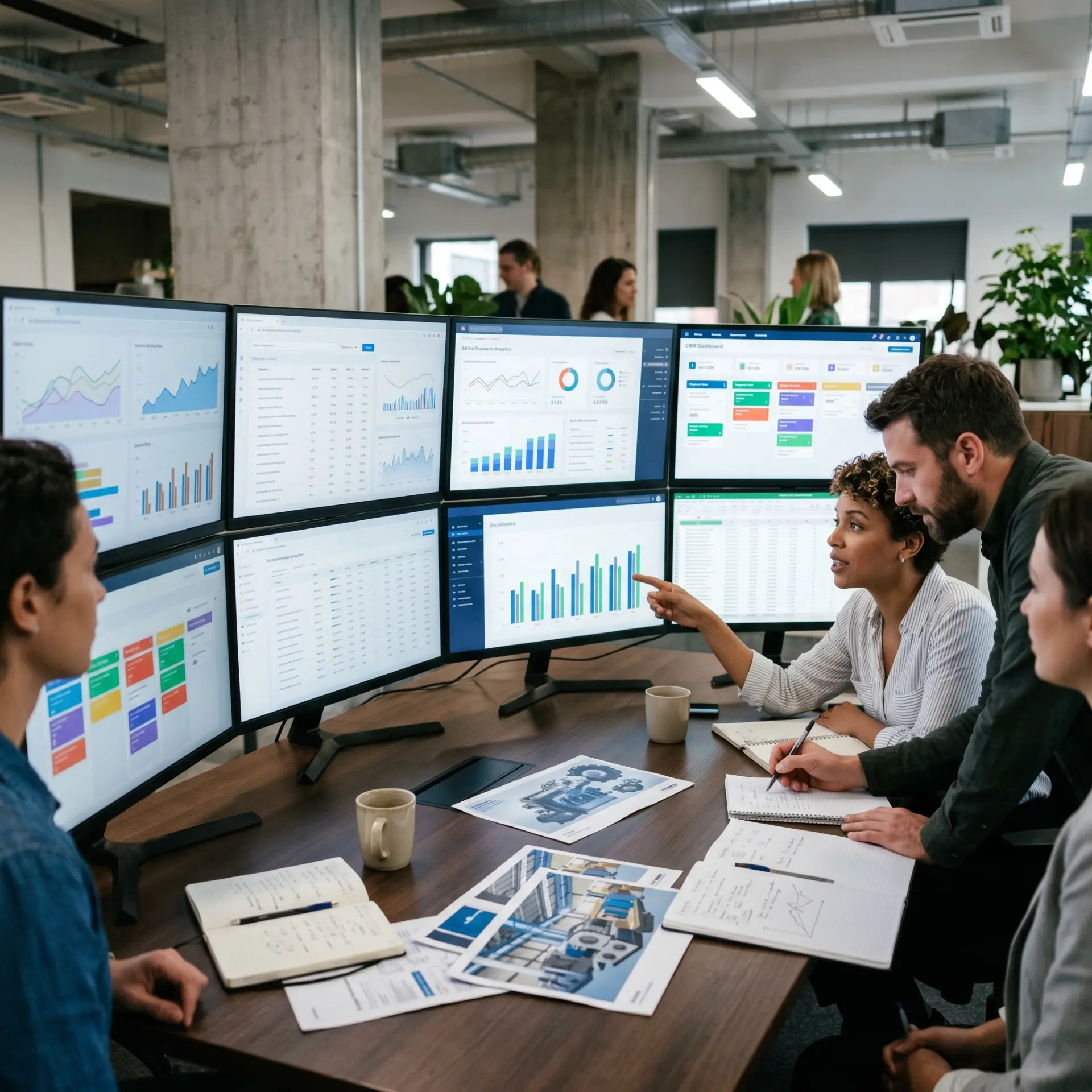 marketing agency working on industrial client analyzing performance