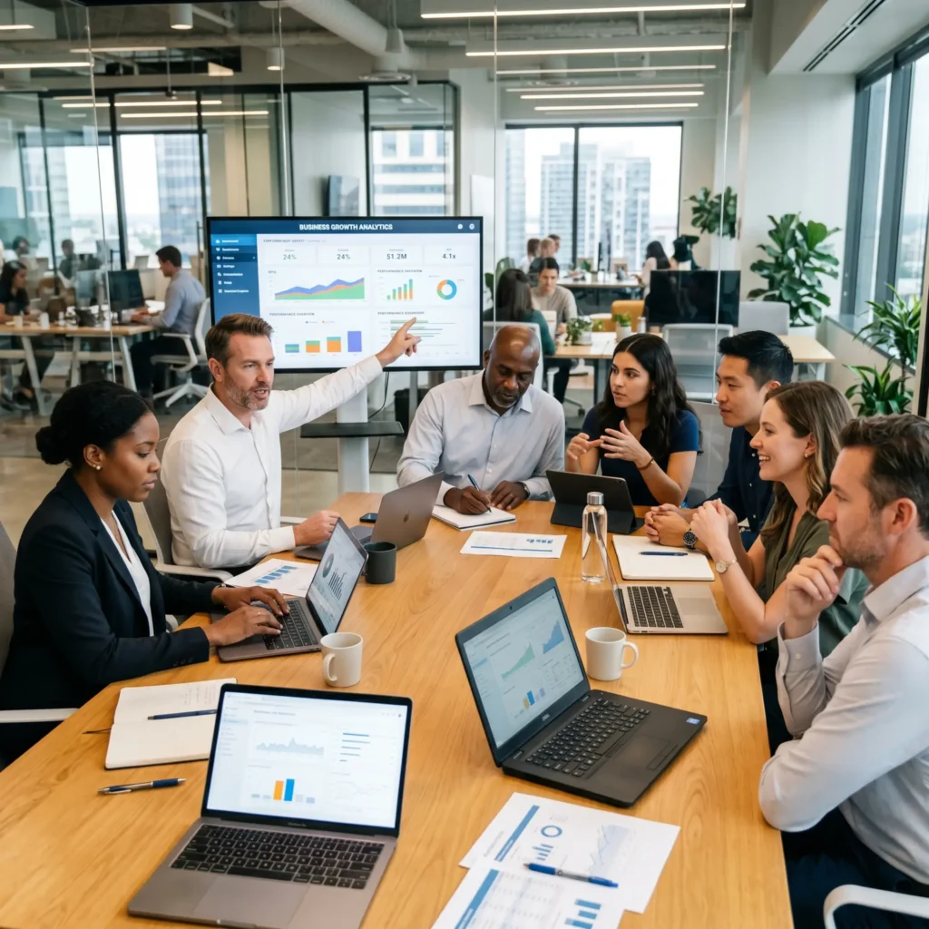 marketing professionals discussing a wedding venue marketing strategy