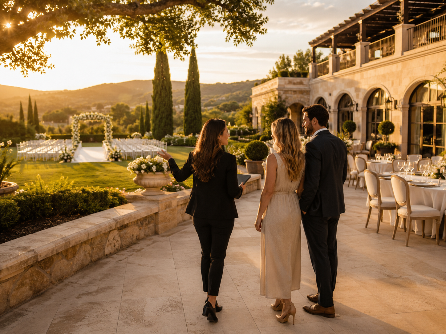 marketing professional walking through a marketing straegy for a luxury wedding venue